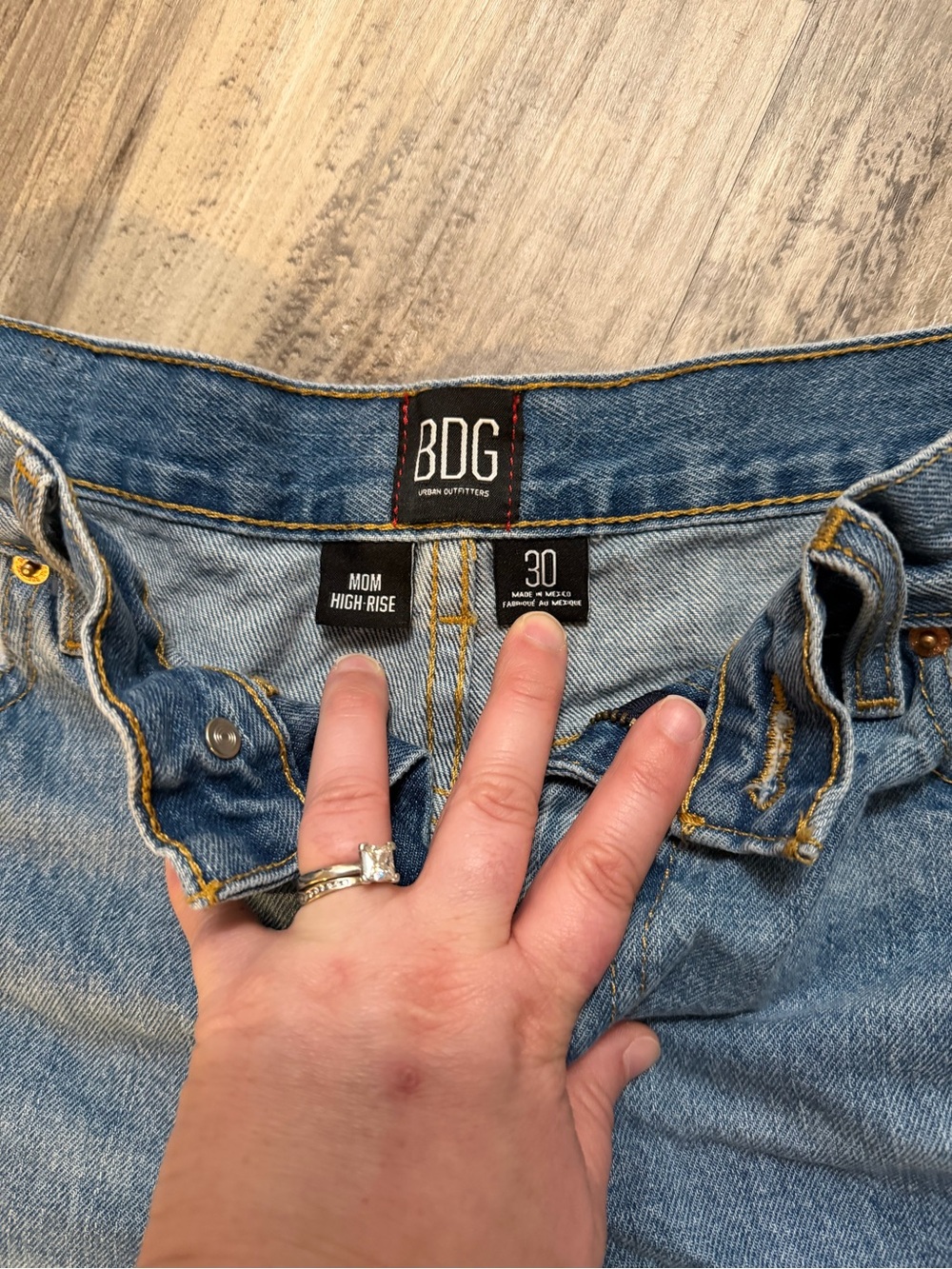 BDG High-Rise Mom Jeans in Light Blue Denim